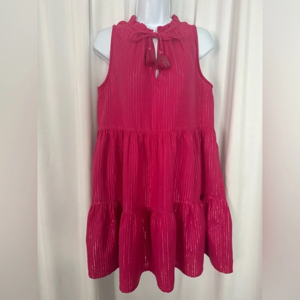 J.Crew Pink Tiered Sleeveless Dress w/ Tassel Ties | Size S (1132)